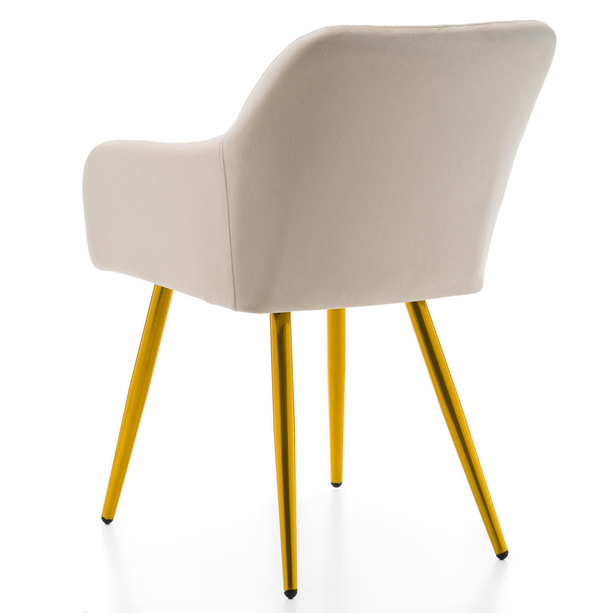 STUHL TODI gepolstert mit Steppung - beige goldene beine - Samt Velours - Beige/Goldfarben, Textil/Metall (56/85/62cm) - NEW HOME