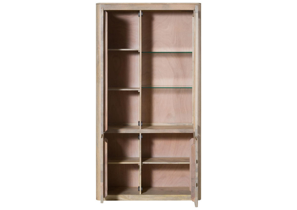 VITRINE Mango 109x40x202 weiß lackiert TORONTO #311 - Weiß, Holz (109/202/40cm) - Massivmoebel24