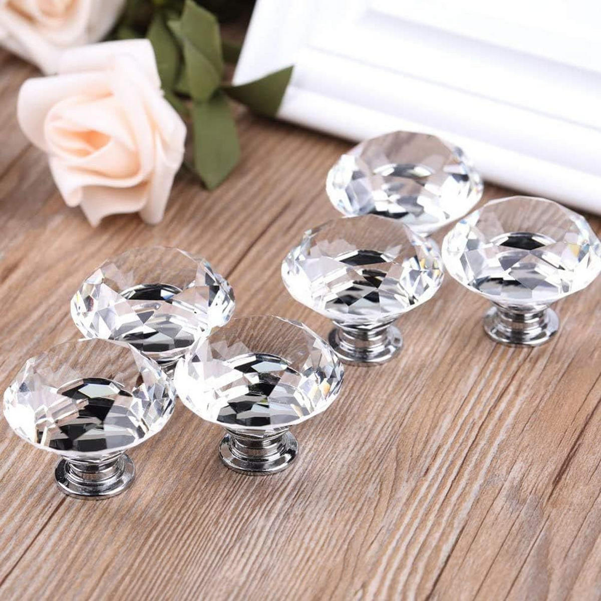 SCHRANKKNOPF Kristall 6er-Set 30 mm - Transparent, Glas (3/2.8/3cm)
