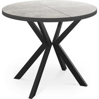 ESSTISCH Vincento runder ausziehbar, Grauer Beton 120-200/120/76 cm - Hellgrau/Schwarz, Holzwerkstoff/Metall (120/120/76cm) - WFL GROUP
