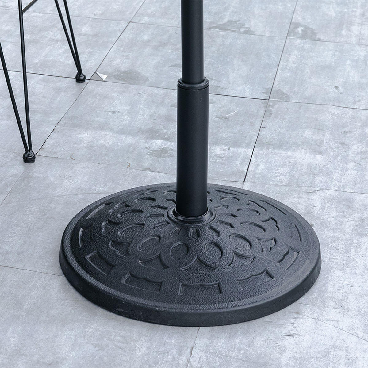 SONNENSCHIRMSTÄNDER Sonnenschirmfuß aus Kunststoff in Rattanoptik Schwarz wetterfest und standfest ohne Befüllen Ø98 × 35 cm 14 kg - Schwarz, Kunststoff (57/51cm) - Livingandhome