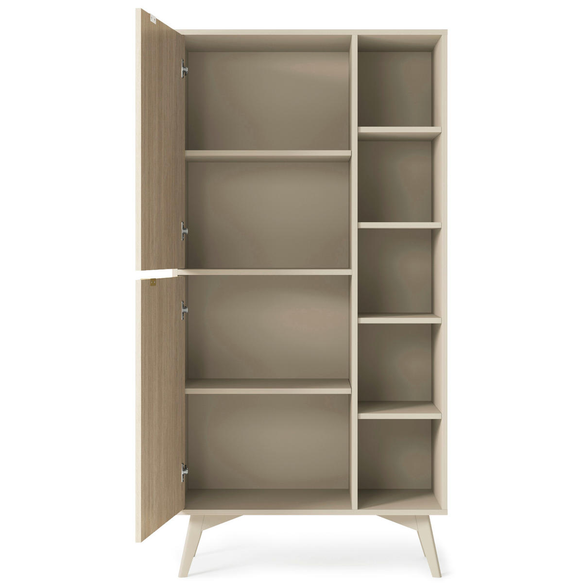 BÜCHERREGAL TOFINO REG1-2D Holzbeine Beige Fischgrätenmuster - Eichefarben/Beige, Holz/Holzwerkstoff (80/160/38cm) - Komodee