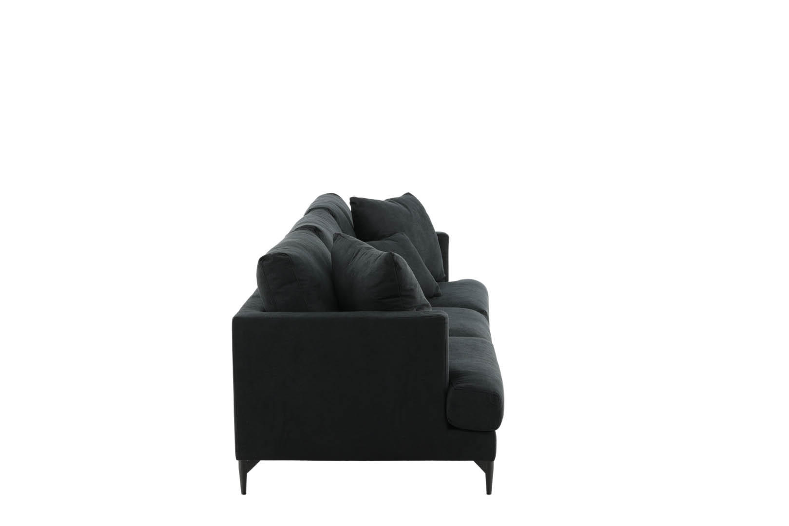 3-SITZER-SOFA Velours schwarz - Schwarz, Textil (255/66/86cm) - ebuy24