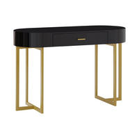 KONSOLENSCHREIBTISCH mit 1 Schublade - MDF lackiert & Metall - Schwarz & Goldfarben - TORELI - Schwarz, Holz (120/45/76cm) - Pascal Morabito