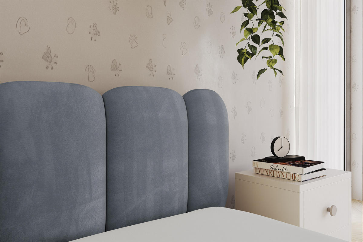 EINZELLBETT Jugendbett mit Bettkasten und Matratze H3/H4, Links - AVRY 80x200 Grau - Grau, Holzwerkstoff/Textil (80/200cm) - ALTDECOR