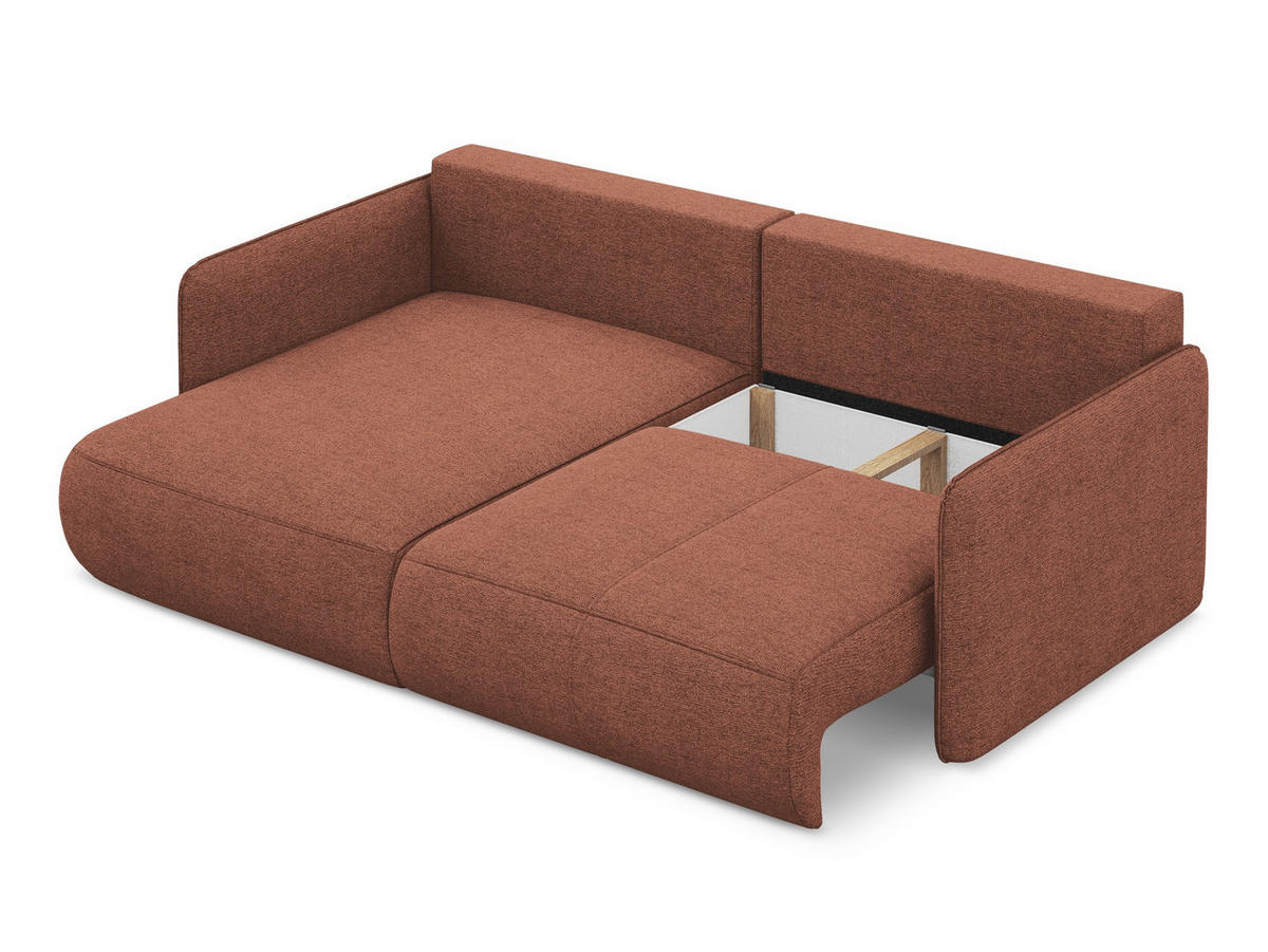 ECKSOFA mit Schlaffunktion Chenille Stoff Pink - Pink/Hellrosa, Kunststoff/Textil (148/207cm) - Makamii