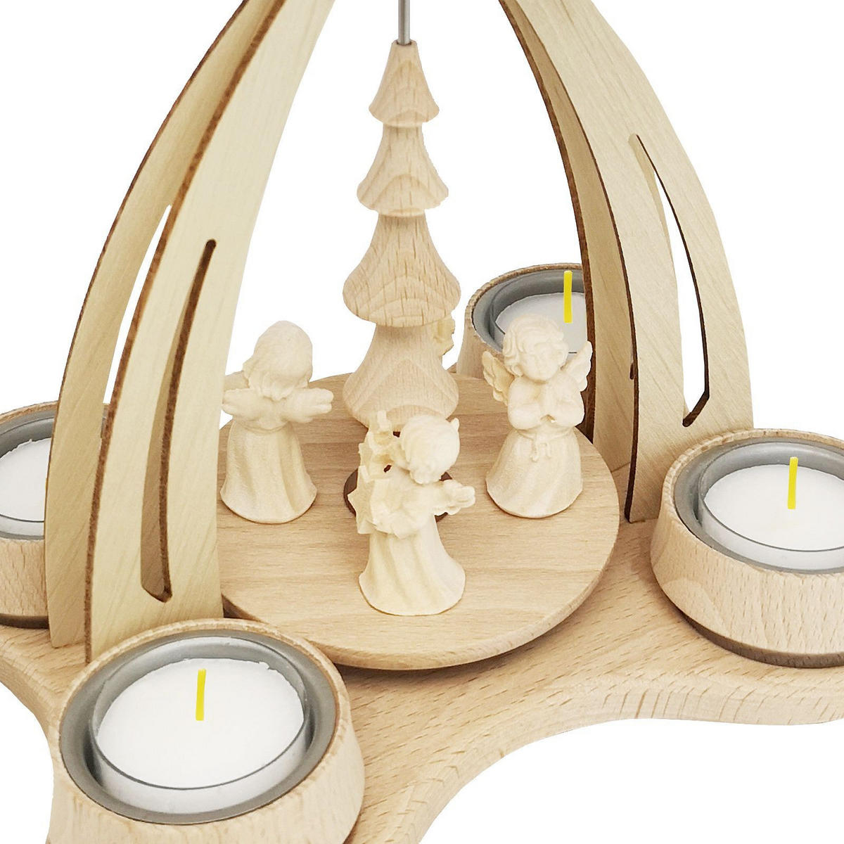 TISCH-PYRAMIDE 4 Engelfiguren a. Südtirol 14/18/24 cm - Multicolor, Holz (0.1/24/0.1cm) - Dekoteam24