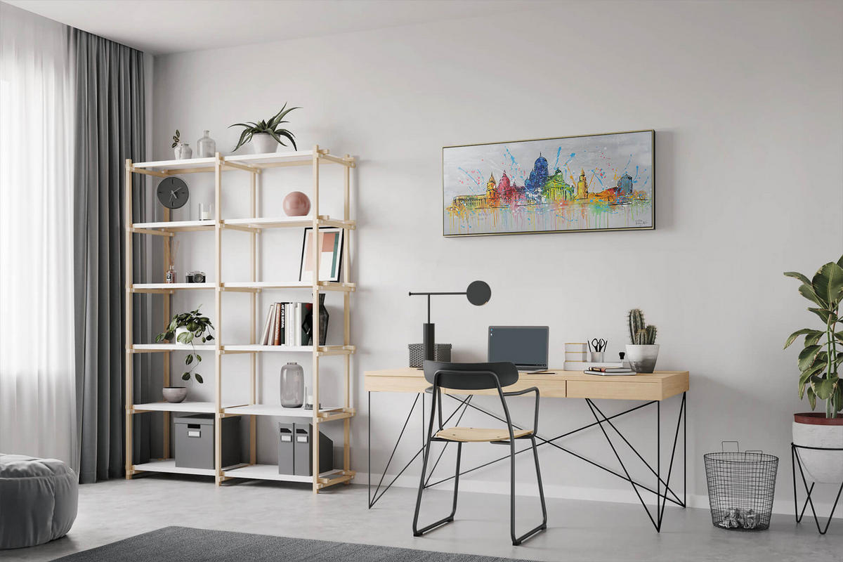 RUČNE MAĽOVANÝ AKRYLOVÝ OBRAZ 120/60 cm, viacfarebný, krajinný motív - viacfarebná, drevo/textil (120/60cm) - KUNSTLOFT