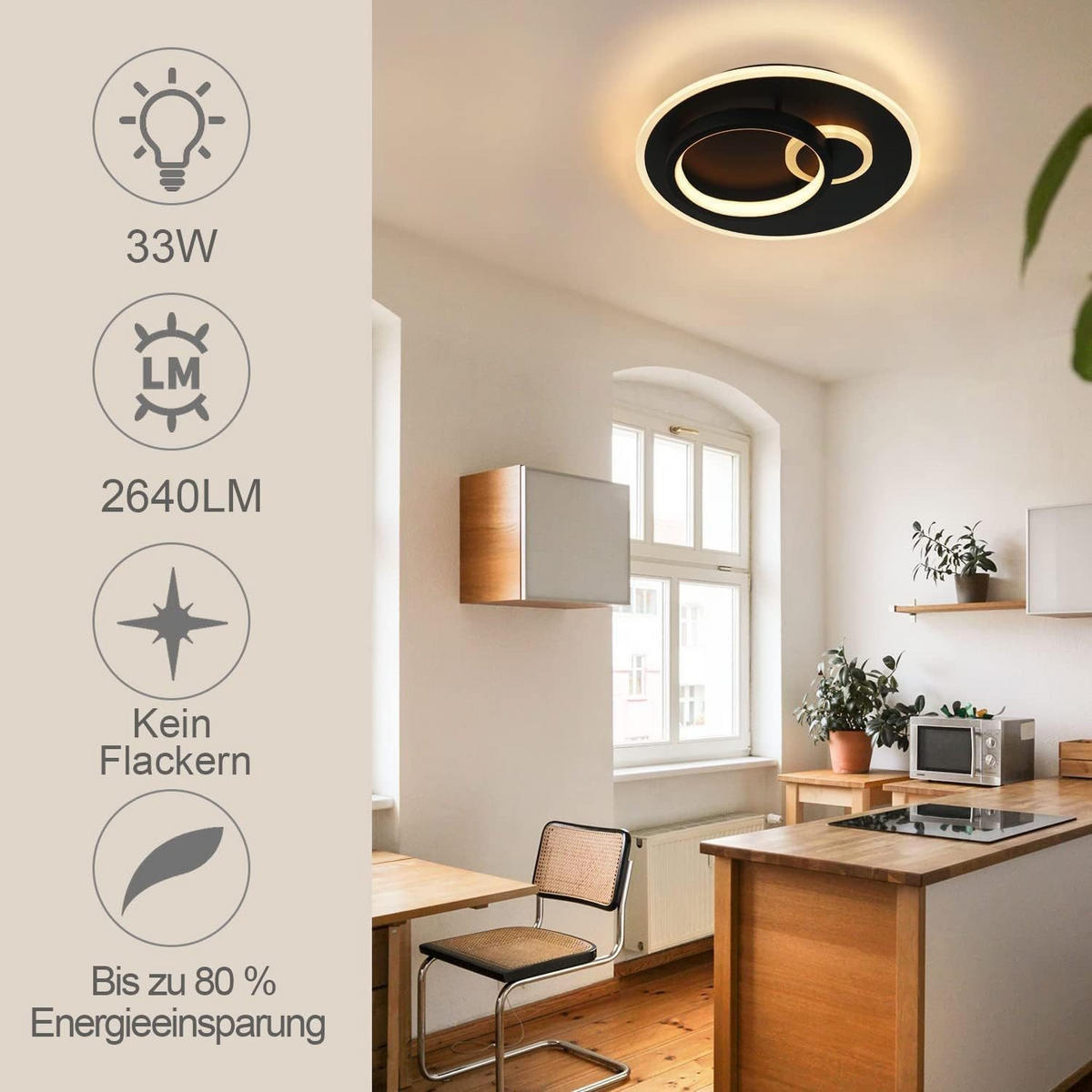 LED-DECKENLEUCHTE Peter 31 cm - Schwarz, Kunststoff (31/31/8.5cm) - Nettlife