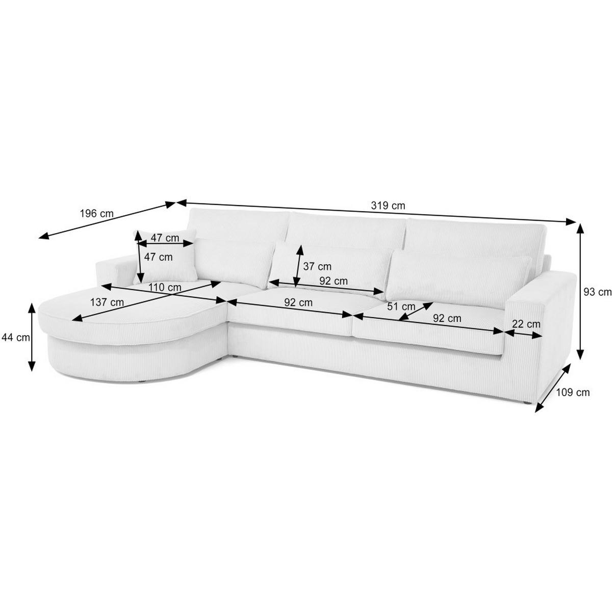 ECKSOFA Pablo ohne Schlaffunktion, mit abgerundeter Ottomane, links, Dunkelgrün, Velourstoff - Dunkelgrün, Textil (319/196cm) - Beautysofa