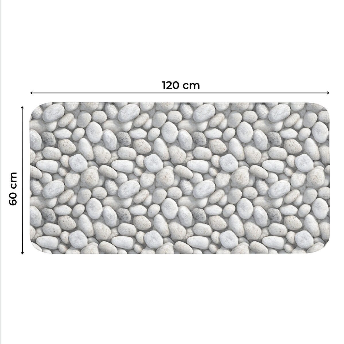 WC PŘEDLOŽKA Kameny - šedé - oválné 120x60 cm - světle šedá, textil/plast (120/1cm) - OnlyWow