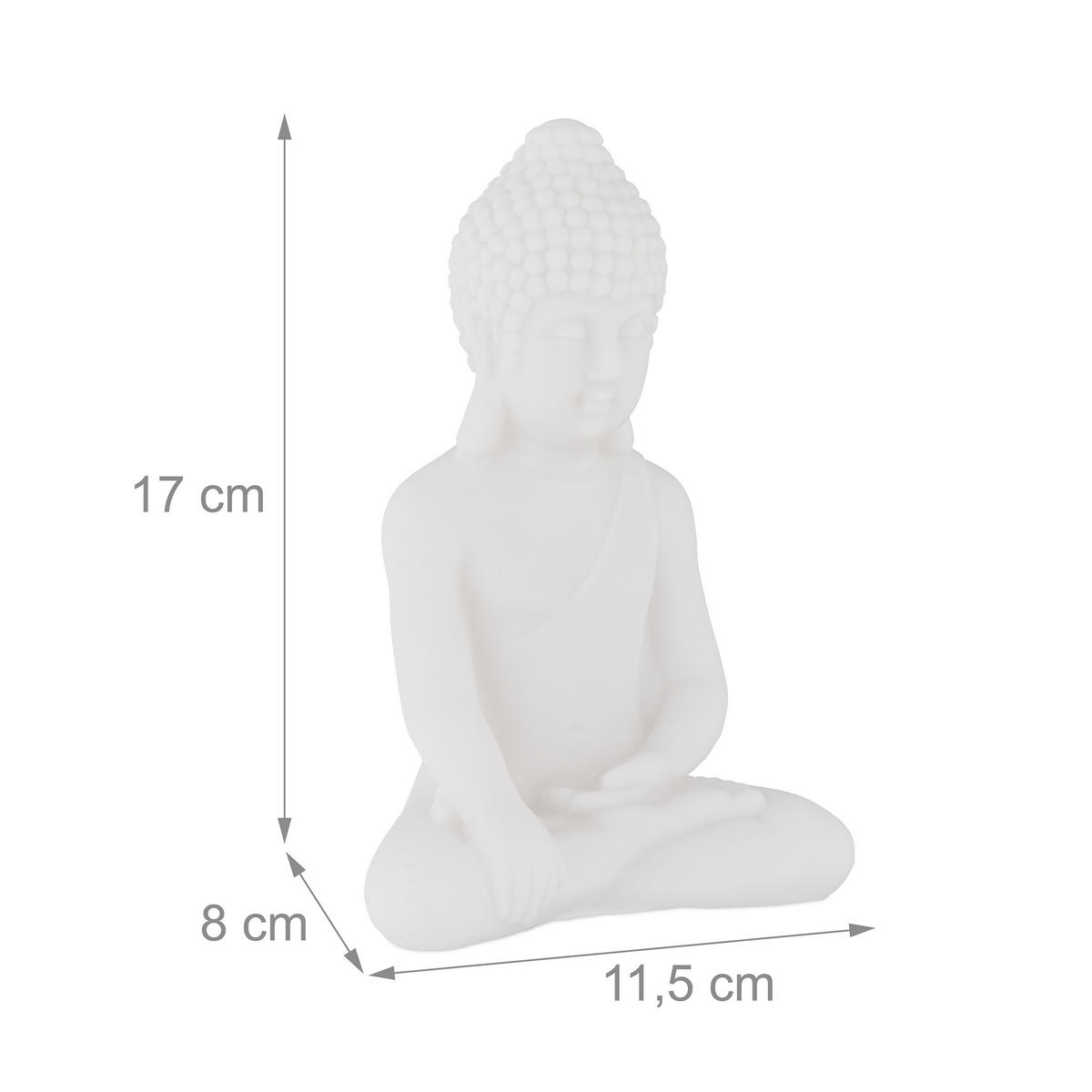 BUDDHA-FIGUR - Weiß, Kunststoff (11.5/17/8cm) - Relaxdays