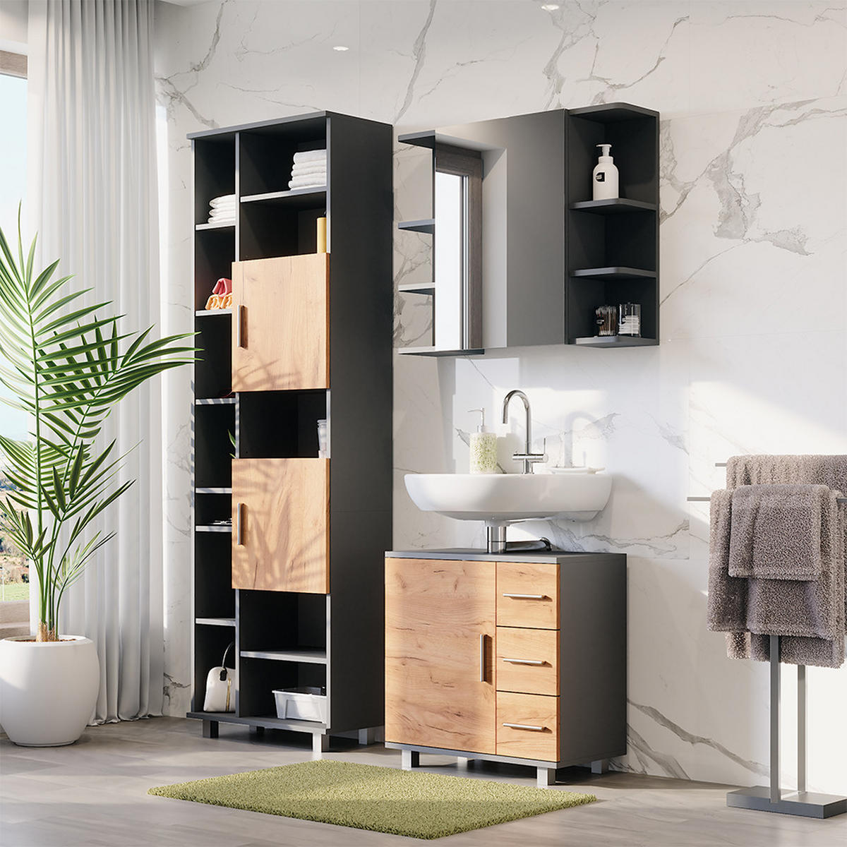 Honigeiche/Anthrazit, Holzwerkstoff (60.2/60.8/33cm) - Vicco