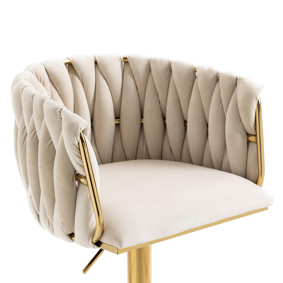 BARHOCKER, drehbar, höhenverstellbar mit Fußstütze, Textil, 53/51/87-105 cm, Ecru - Ecru, Textil (51/105/53cm) - Redom