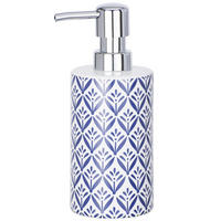 BADEZIMMER-SPENDER für Flüssigseife 360 ml 8,5/8,5/18 cm - Blau/Weiß, Keramik (8.5/18/8.5cm) - Wenko