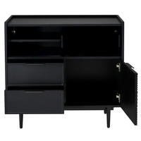 SIDEBOARD 80 cm in Schwarz mit Glastür und LED-Beleuchtung - Schwarz, Holzwerkstoff (80/80/35cm) - Flora Grace