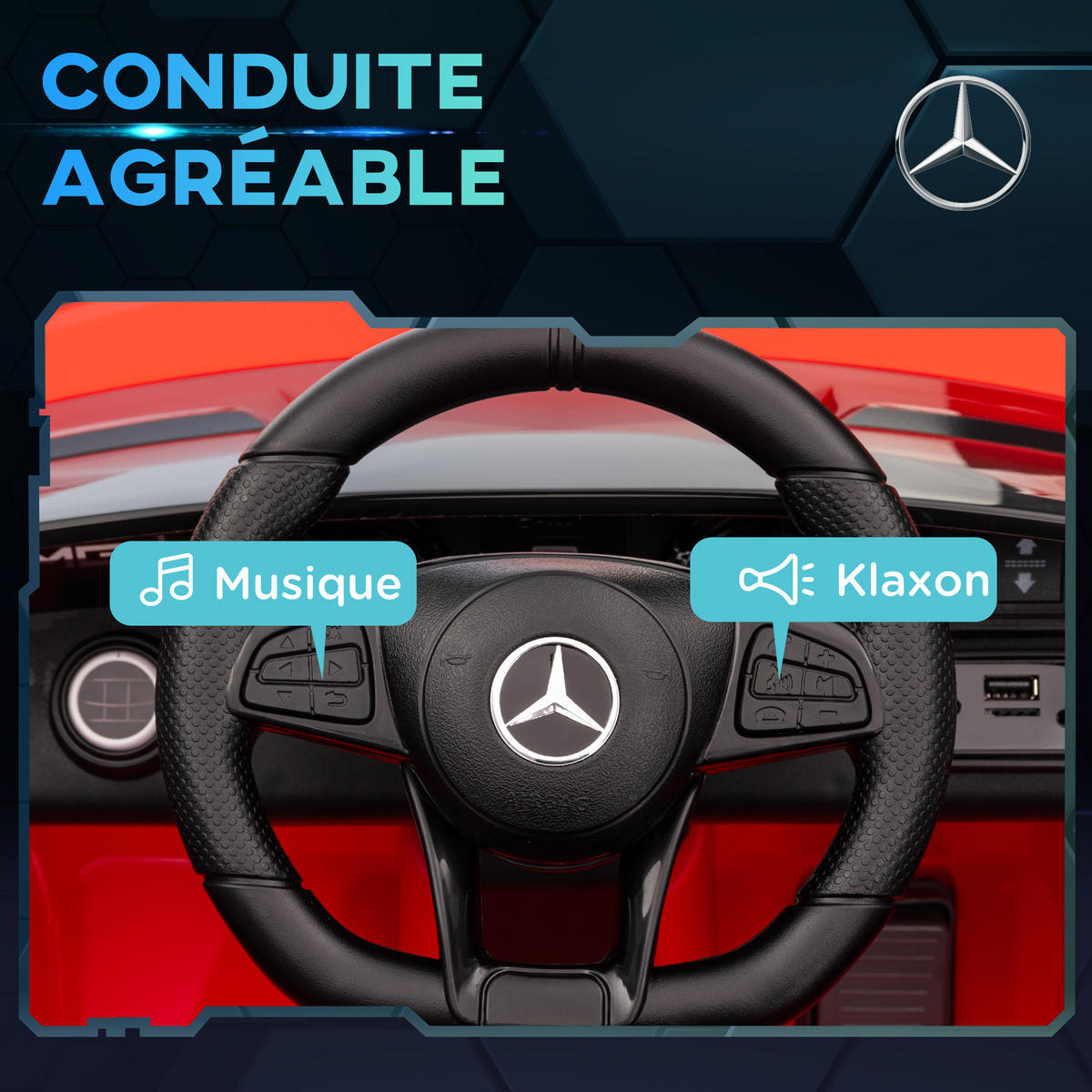 ELEKTRO-KINDERAUTO DE-13113 mit 2,4G Fernbedienung Rot - Rot, Metall (108/67/46cm) - ComfortXL