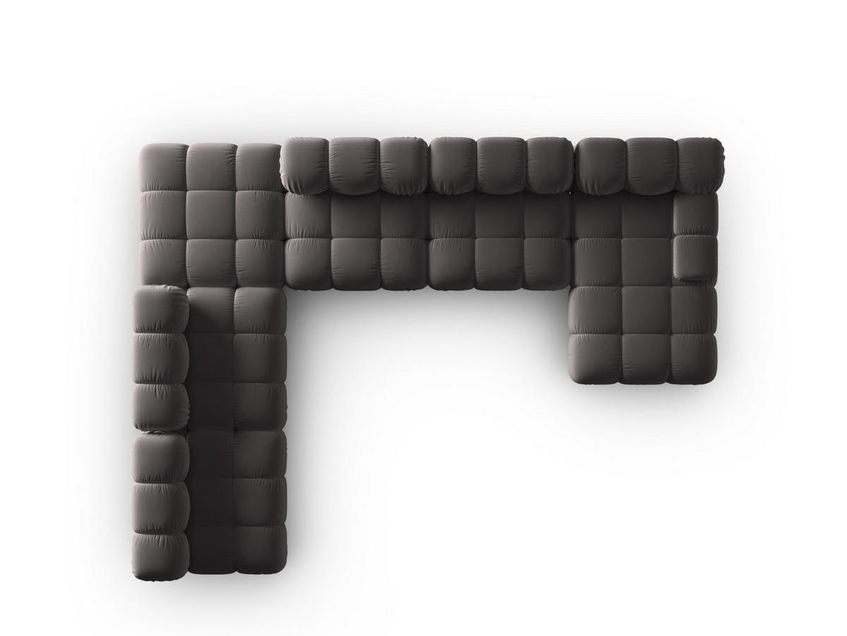 MODULARES-PANORAMASOFA links Bellis aus Samt dunkelgrau 7 Sitzplätze - Dunkelgrau, Textil (282/63/379cm) - Micadoni
