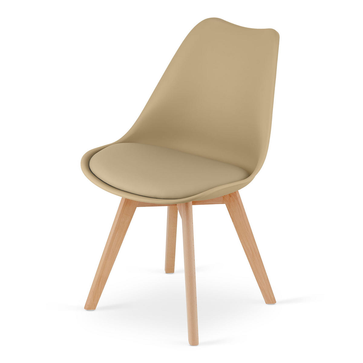 ESSZIMMERSTUHL RIKX dunkelbeiger Sitz, natürliche Beine - Beige/Naturfarben, Kunststoff (49/82/43cm) - Valora