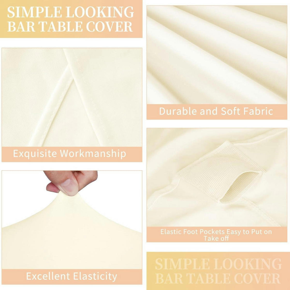 STEHTISCHHUSSE 3er Set Beige Ø 80 cm - Creme, Textil (80/80cm)