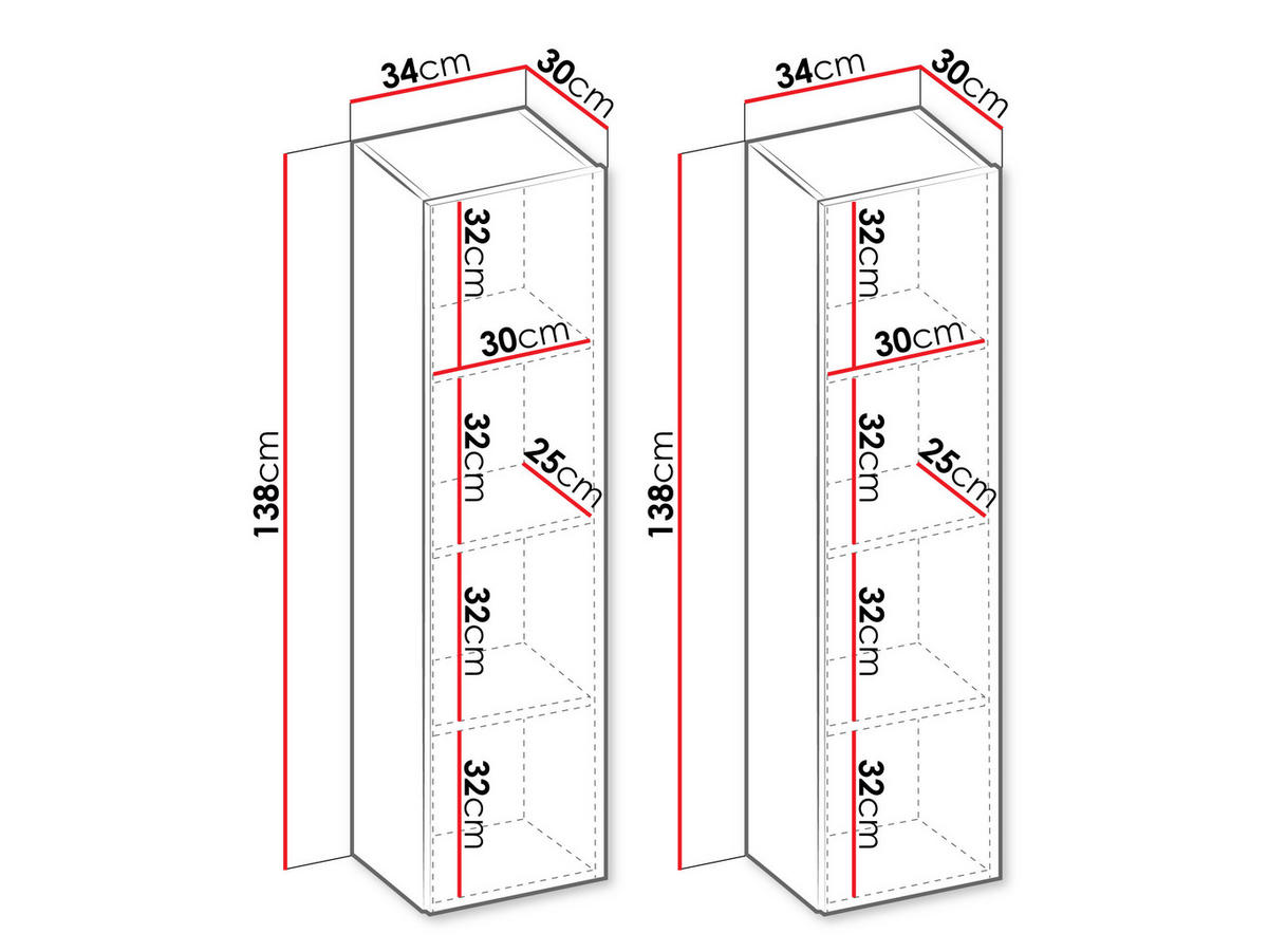 HÄNGESCHRANK-SET Sigma 1D SG11 (2 Stück) - Eichefarben, Holzwerkstoff (34/138/30cm) - MIRJAN24