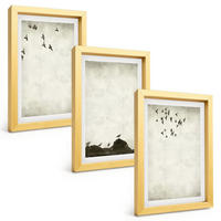 BILDER SET 3er Set - 20x30 cm Goldrahmen - Fliegende Vögel Minimalismus - Goldfarben, Kunststoff (20/30cm) - TULUP