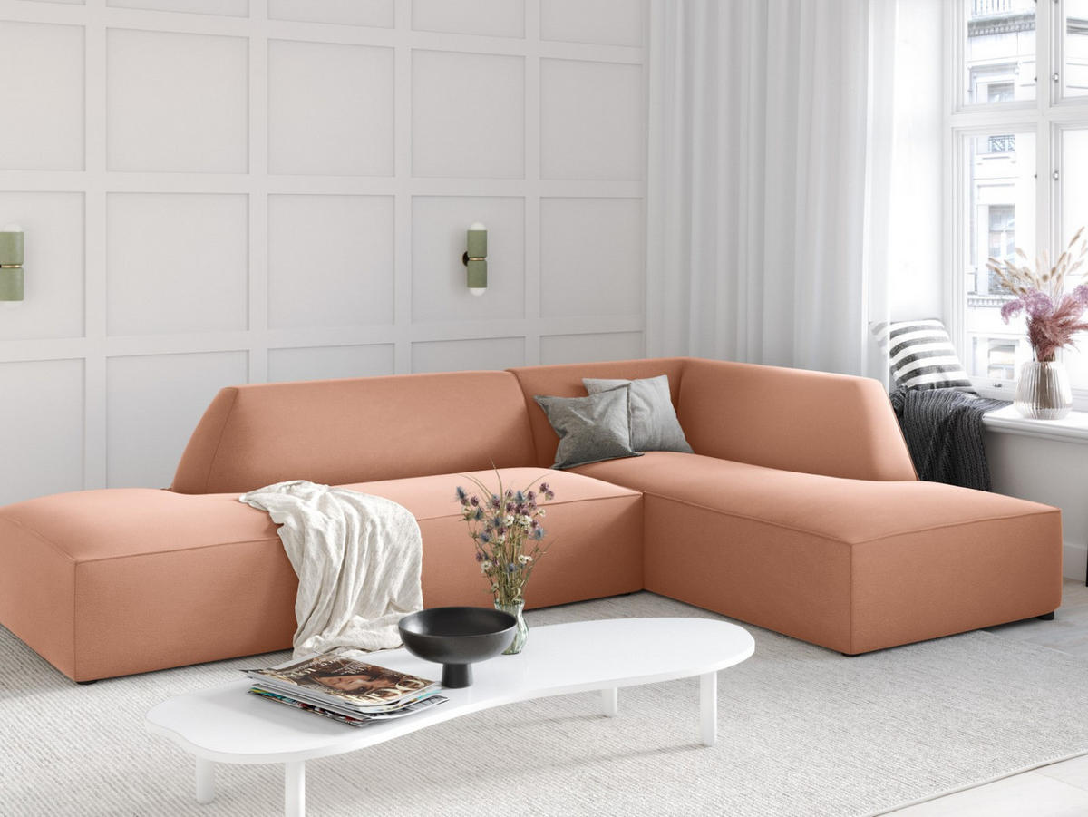 ECKSOFA rechts Ruby aus Samt rosa 4 Sitzplätze - Pink, Textil (180/273cm) - Micadoni