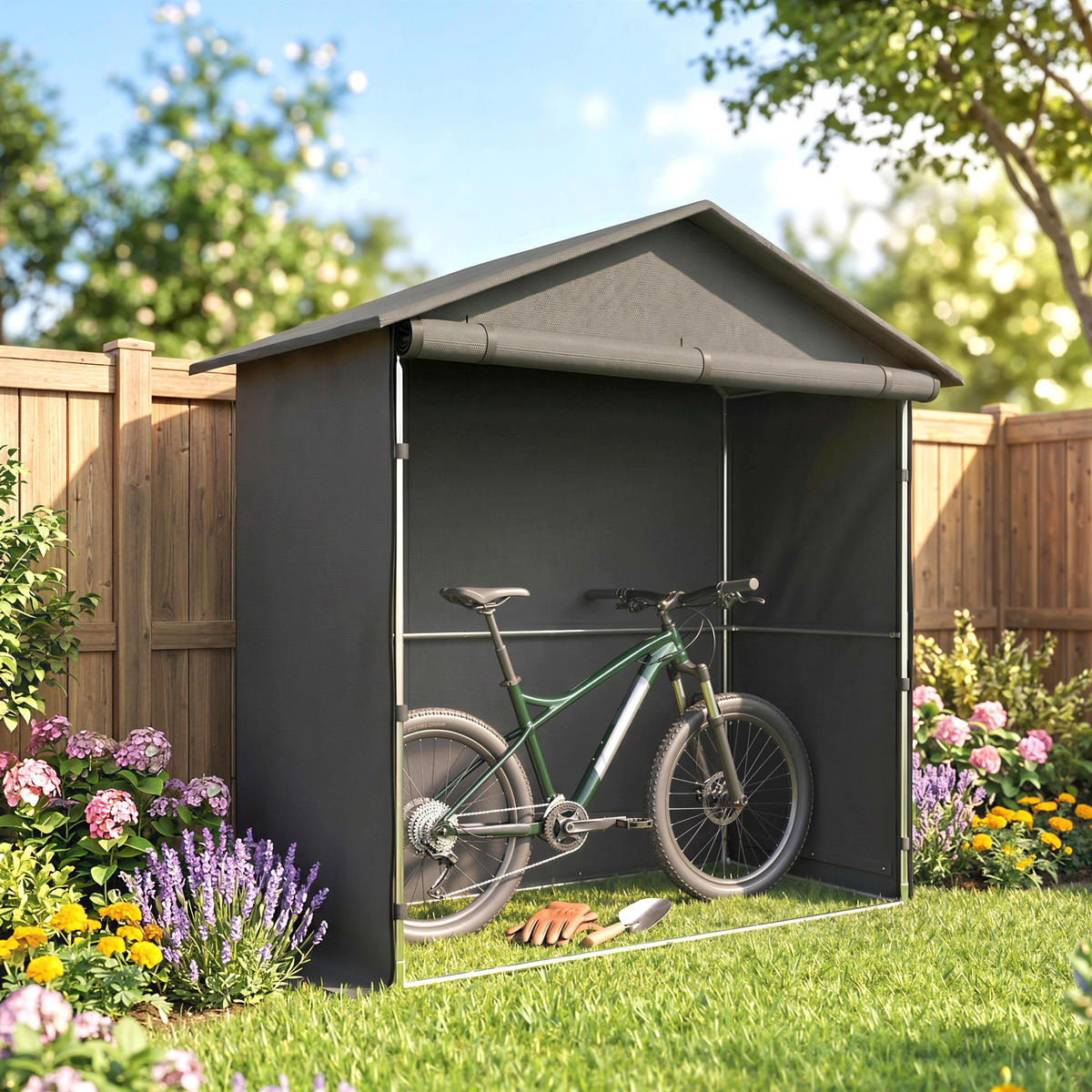 CARPORT Dunkelgrau 1 Stück - Dunkelgrau, Kunststoff/Metall (112/200/200cm) - GiPP