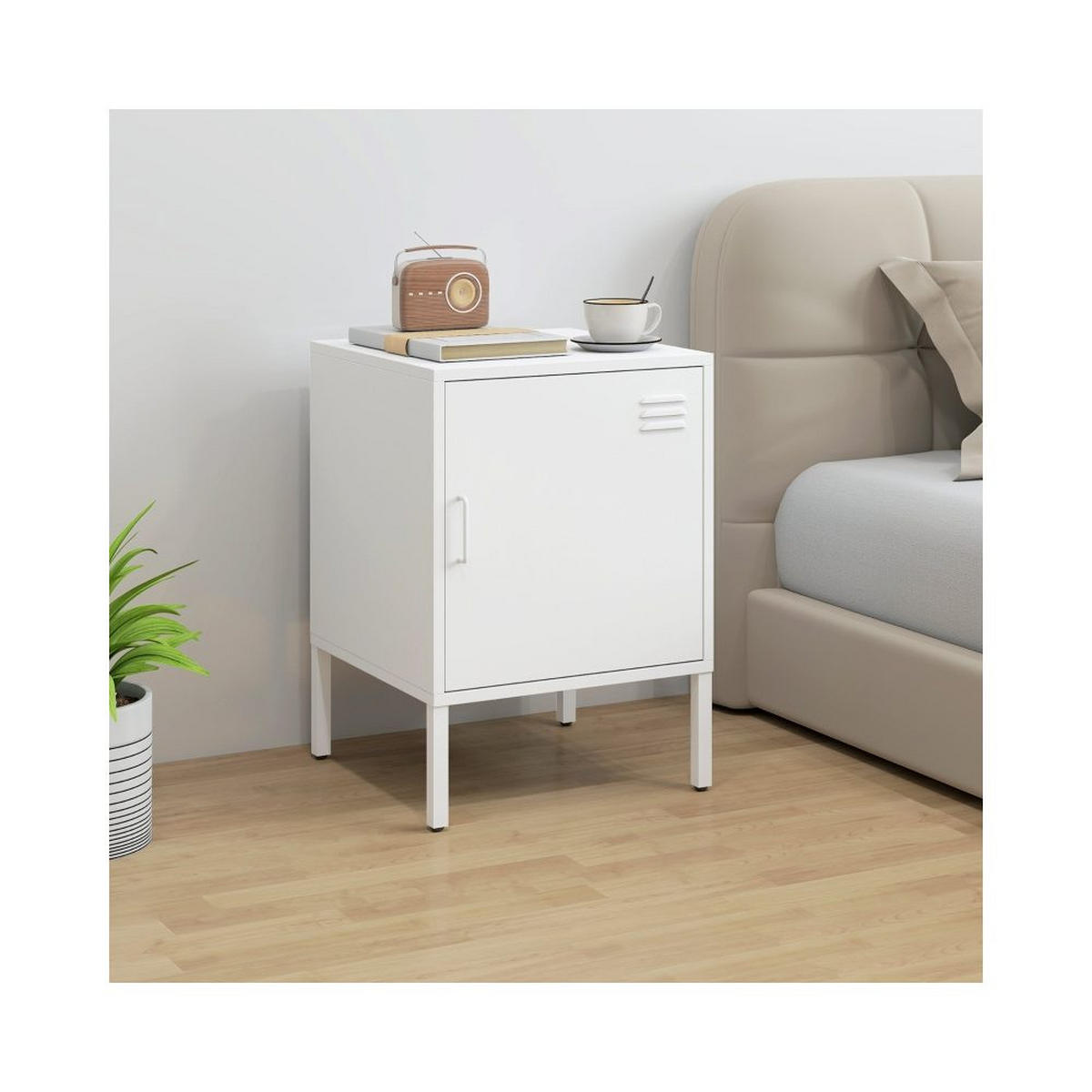 NACHTISCH STAHL WEISS, VERSTELLBARES REGAL, MULTIROOM - Weiß, Holzwerkstoff (40/56/40cm)