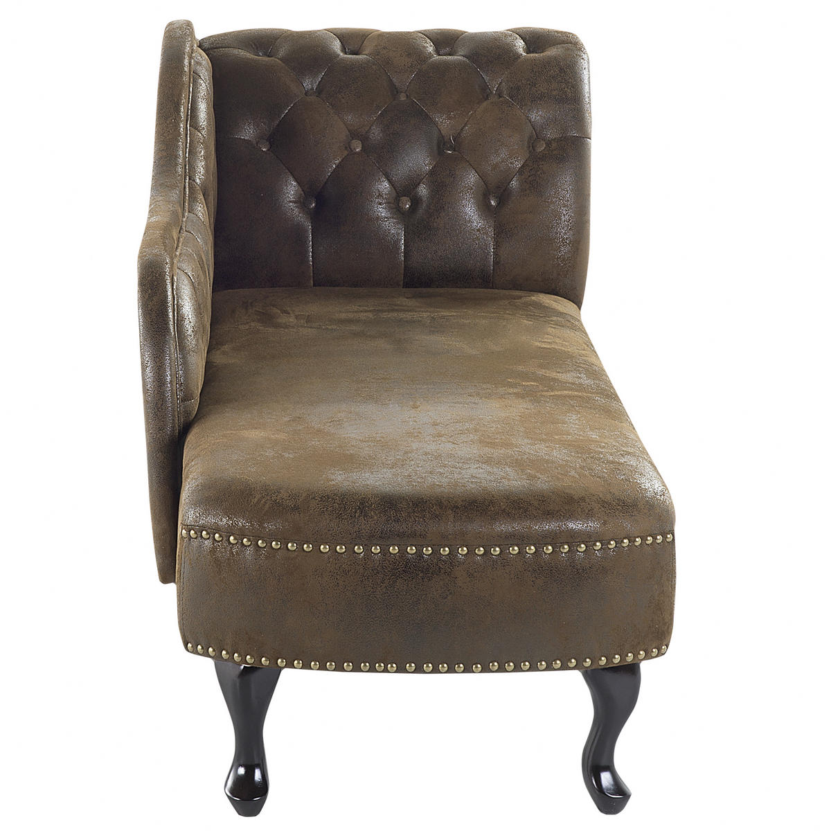 ČALOUNĚNÉ LEHÁTKO CHAISE LONGUE Umělá semiš hnědé pravostranné Nimes - hnědá, plast (169/79/65cm) - Beliani