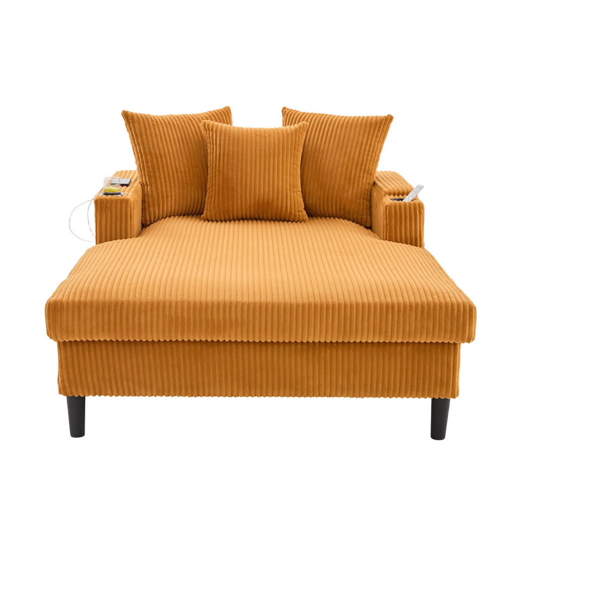 RELAXLIEGE XXL Polsterliege,Relaxsessel,Cord,Gelb - Gelb, Textil (129/70/170cm) - LVHOM