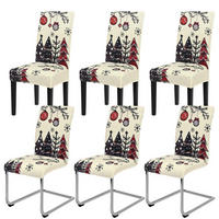 STUHLHUSSEN 6er Set Weihnachts-Design Weiß - Multicolor, Textil (40/42cm)