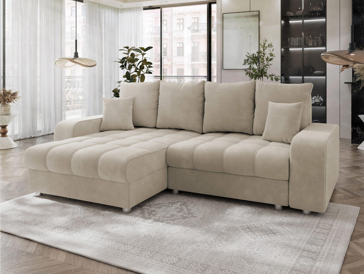 ECKSOFA Kronos - Beige/Silberfarben, Holz/Textil (250/166cm) - MIRJAN24