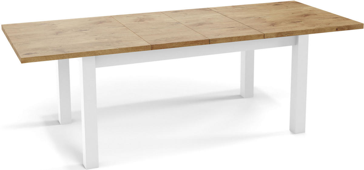 ESSTISCH Molly rechteckig ausziehbar, Lancelot Eiche 160-240/90/75 cm - Eichefarben/Weiß, Holz/Holzwerkstoff (160/90/75cm) - WFL GROUP