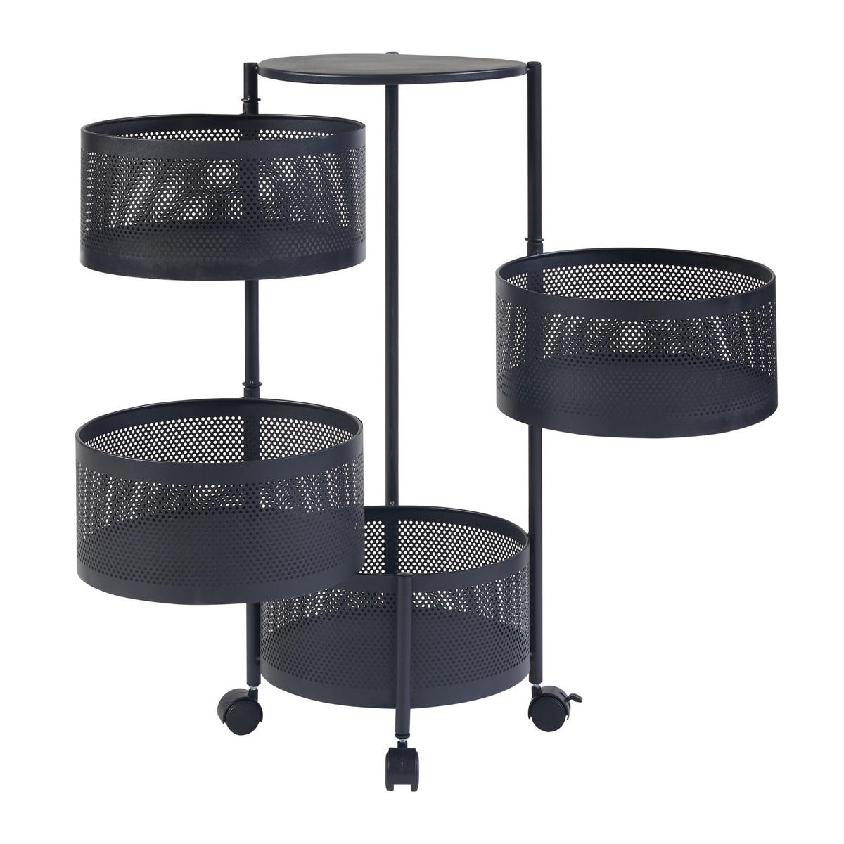 ROLLWAGEN Steigen - Schwarz, Metall (33/74.5/33cm) - [en.casa]