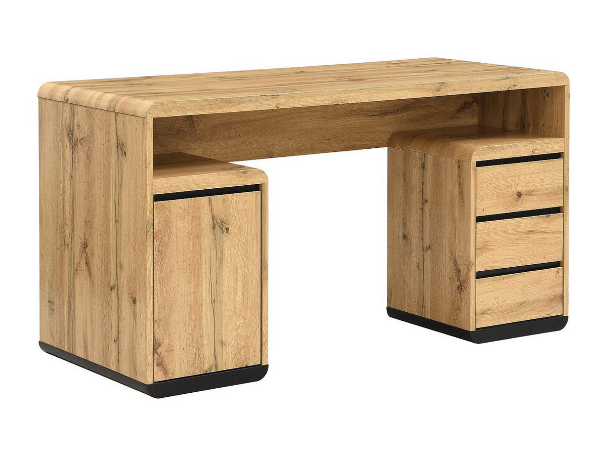 SCHREIBTISCH - 140 cm x 60 cm - holz - schwarz, naturfarben hell Serguei - Schwarz/Naturfarben, Holz (140/60/76cm) - Vente-Unique