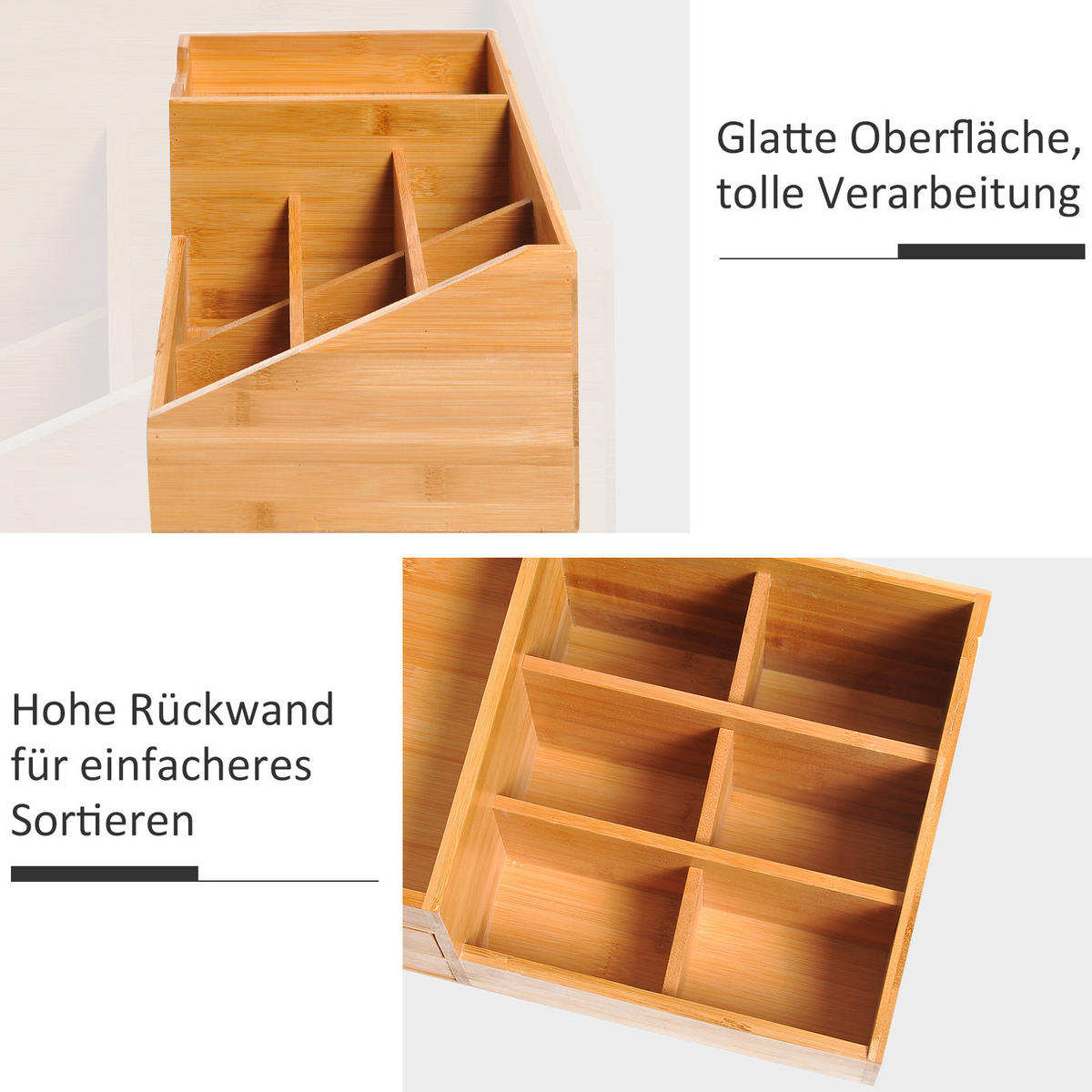 SCHREIBTISCHORGANIZER - Naturfarben, Holz (33/205/155cm) - HOMCOM
