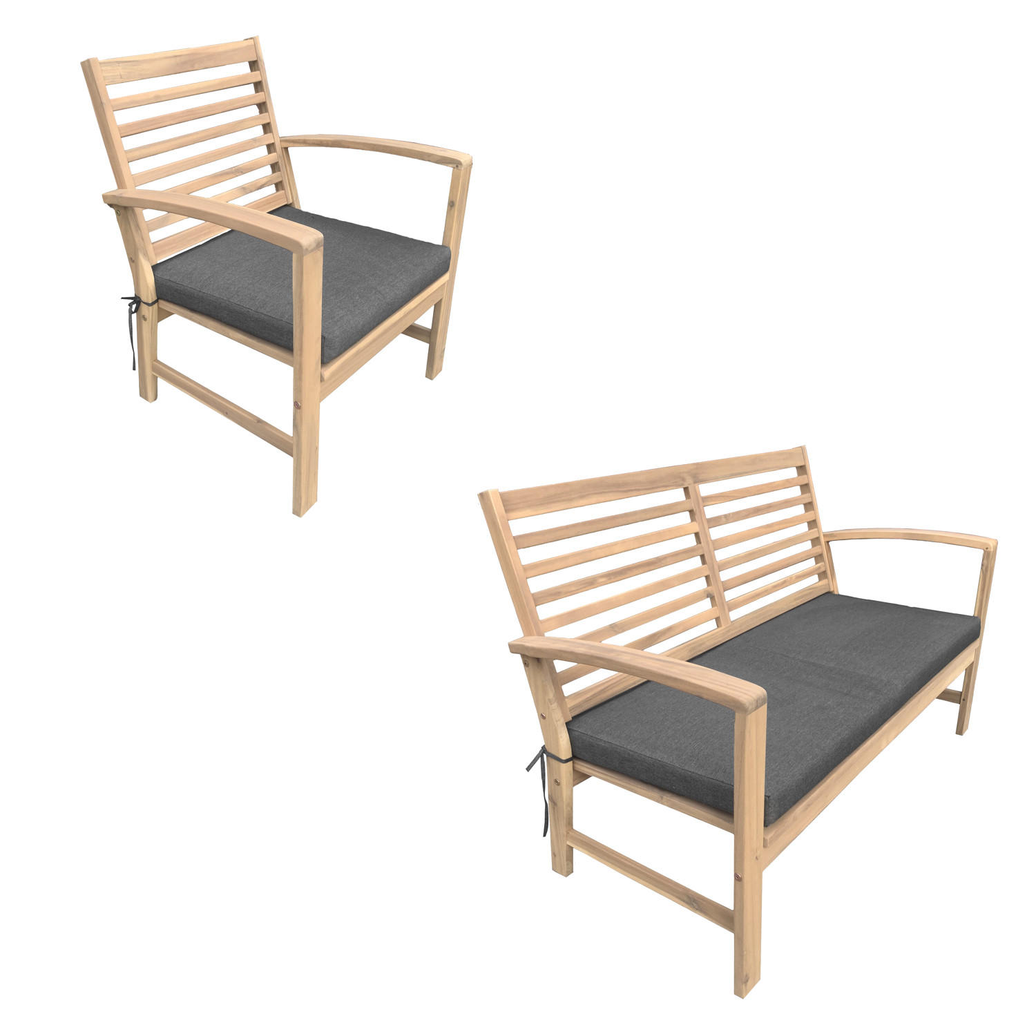 GARTENMÖBEL Goa Grau 4er-Set - Grau, Holz - Happy Garden