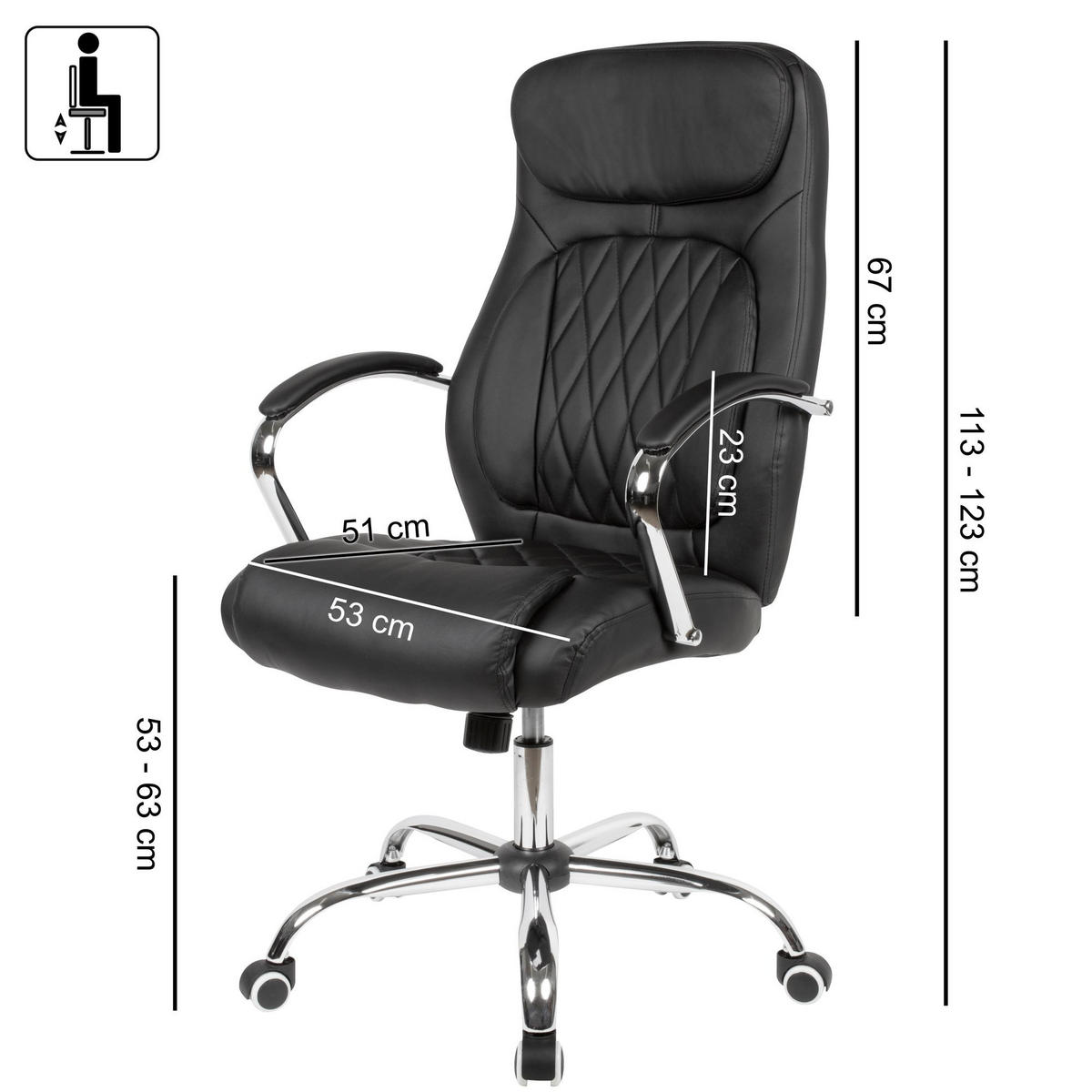 BÜROSTUHL ergonomisch gepolstert mit Wippmechanik & großem Fußkreuz, modernes Design - Silberfarben/Schwarz, Kunststoff/Textil (70/123/70cm) - KADIMA DESIGN