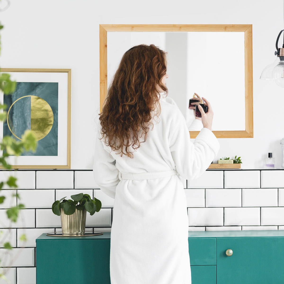 WANDSPIEGEL - Hellbraun, Glas/Holz (60/80/2cm) - Relaxdays