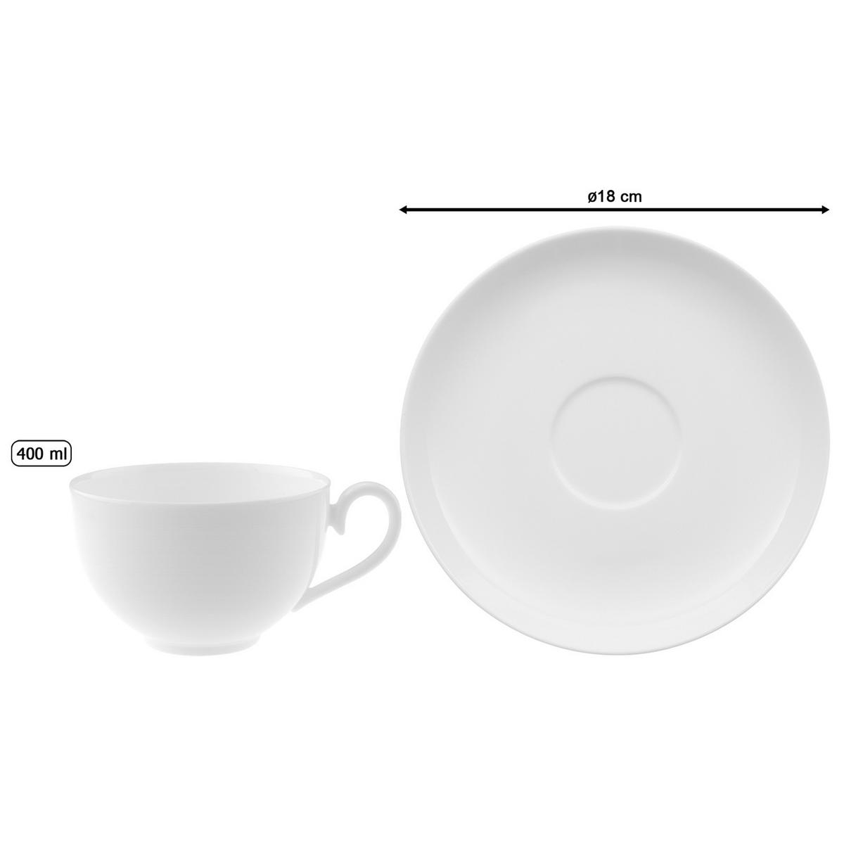 CAFÉ AU LAIT TASSE MIT UNTERTASSE Royal weiß 400 ml - Weiß, Keramik (18/9.3/18cm) - Villeroy & Boch