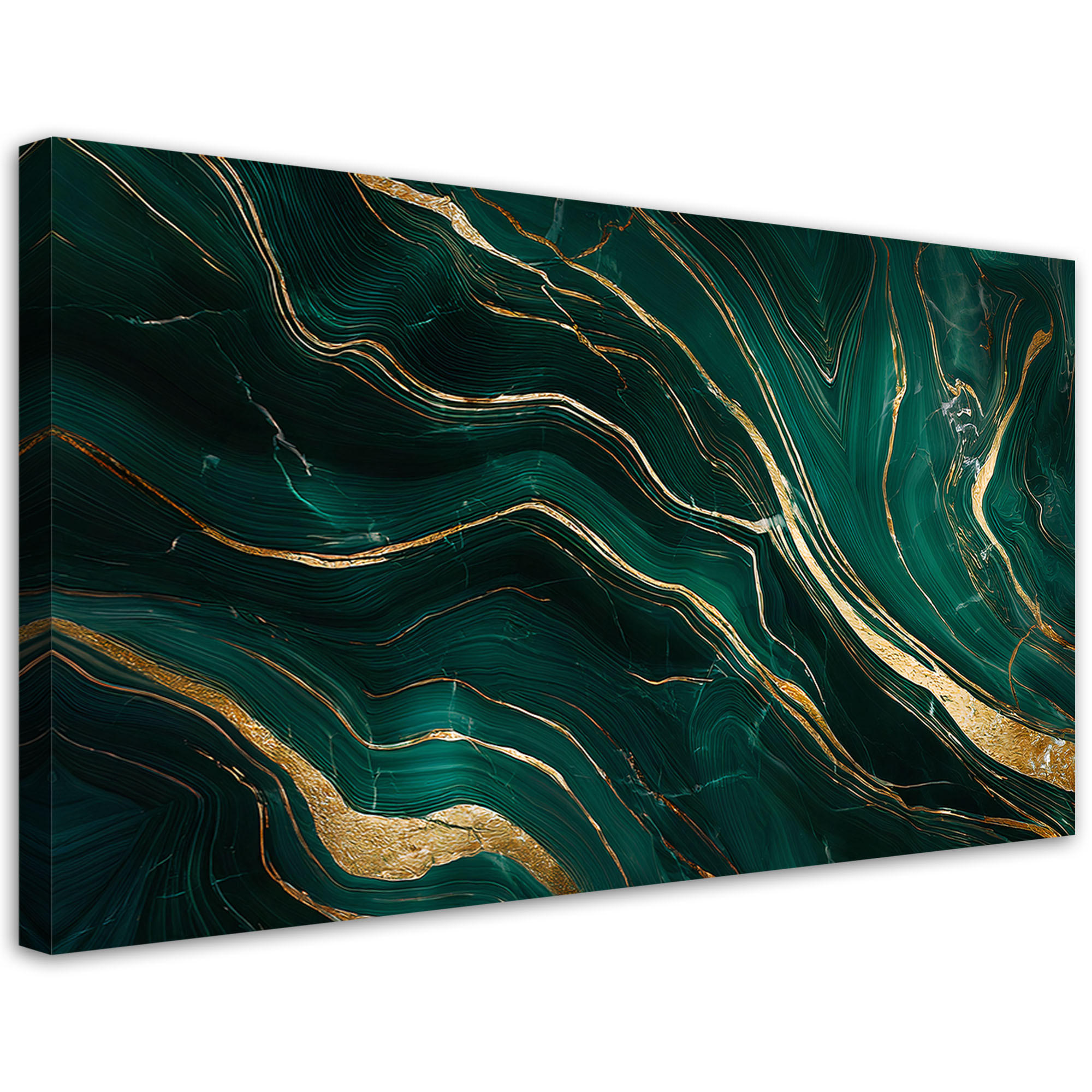 LEINWANDBILD Abstrakter grüner Smaragdmarmor 80x40cm - Grün, Textil (80/40cm) - Feeby