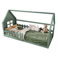 KINDERBETT 90/200 cm, Grün mit Hausform aus Kiefer und MDF - Grün, Holz (90/200cm) - MIVRAY