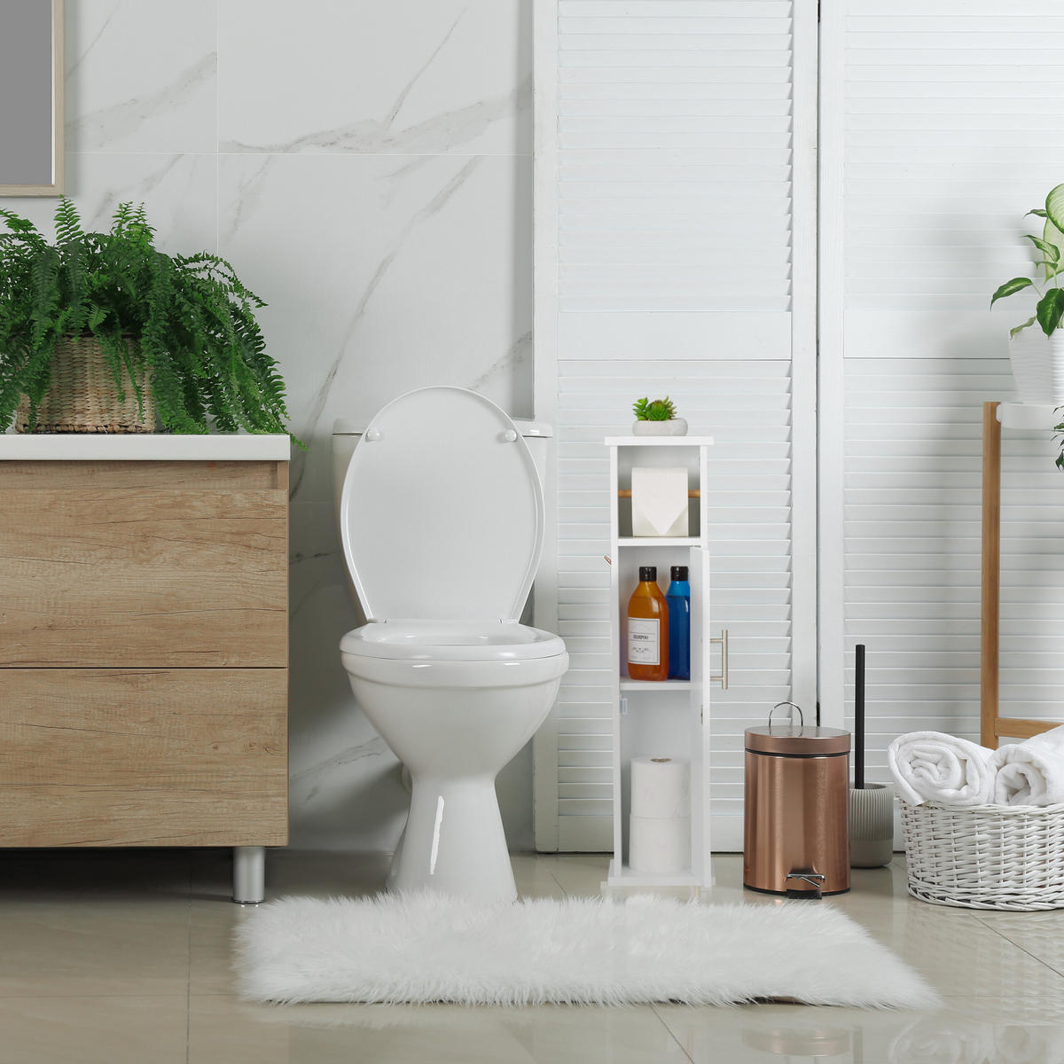 TOILETTENPAPIERHALTER - Weiß, Holz/Holzwerkstoff (18.5/77/17.5cm) - Relaxdays