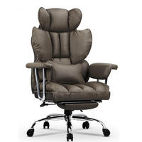 CHEFSESSEL ergonomisch, Leder, Fußstütze – Sandfarben - Sandfarben, Metall (58/128/50cm) - Rattantree