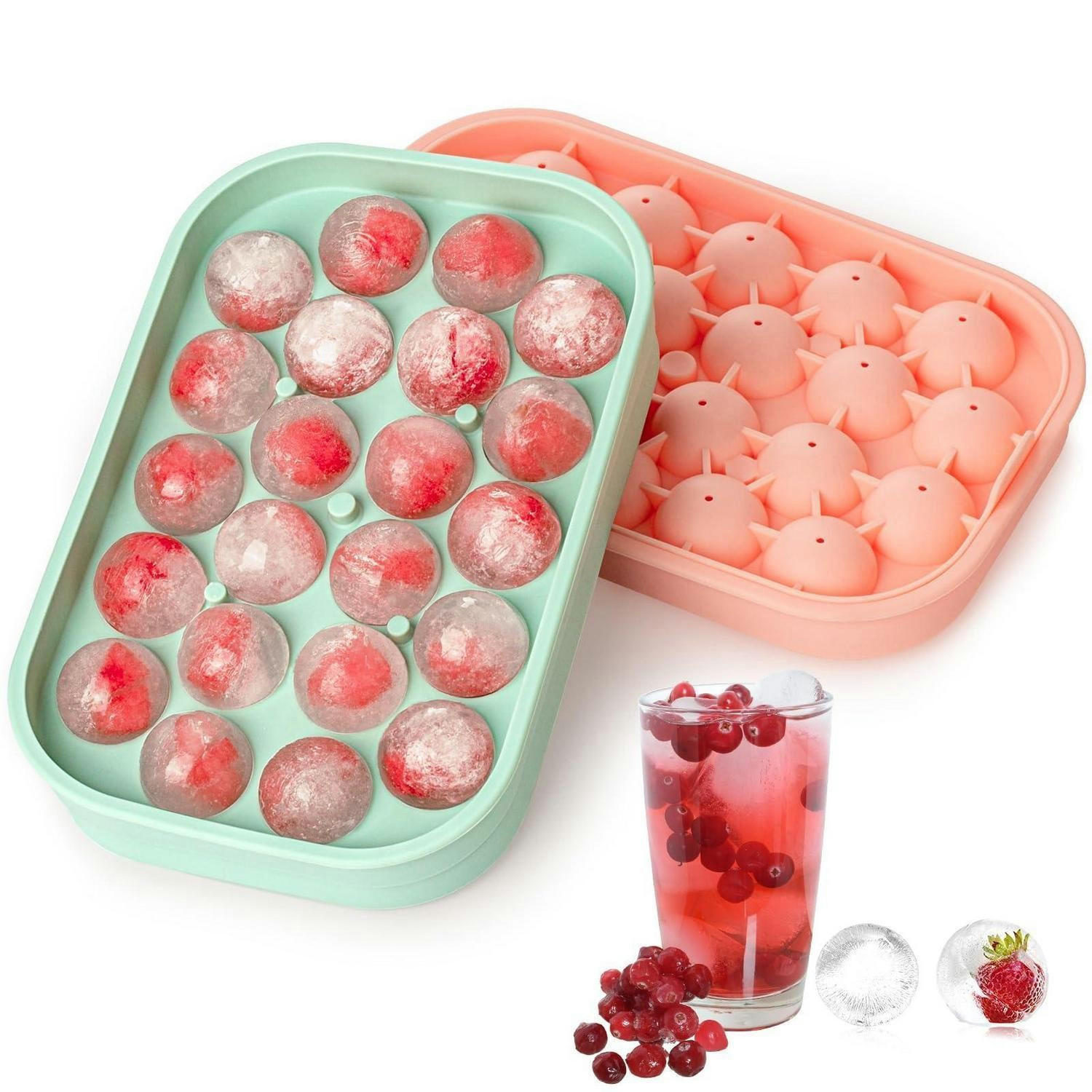 EISWÜRFELFORM 2-teiliges Set für 44 Eisbälle BPA-frei Silikon Grün und Rosa - Multicolor, Kunststoff (12/3.8/20cm)