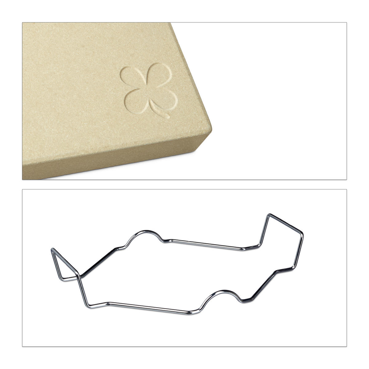 PIZZASTEIN Set - Hellbraun, Holz/Stein (43/7/31.5cm) - Relaxdays