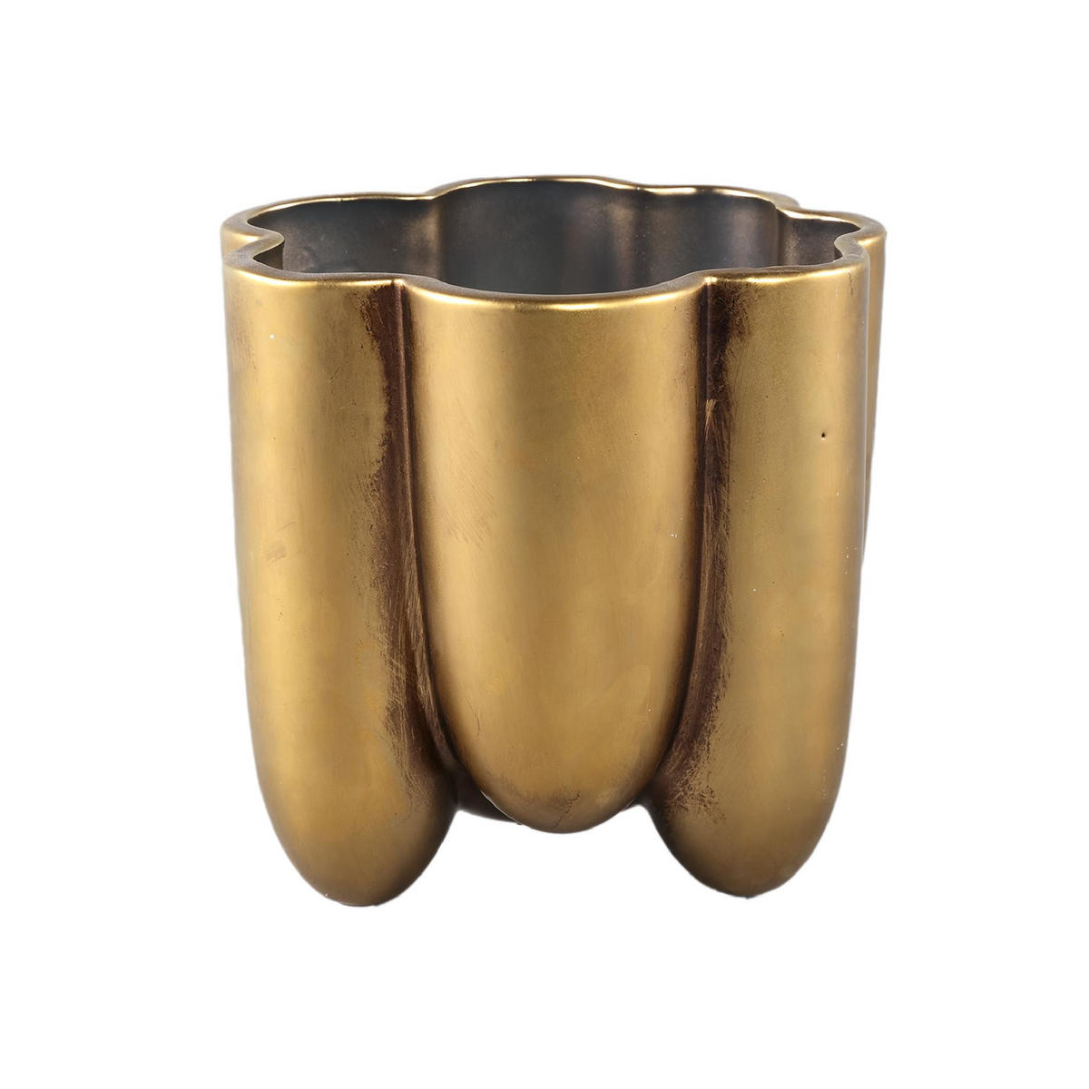 TOPF Batika Gold 16.5/16.5/16cm - Goldfarben, Keramik (16cm) - PTMD Collection