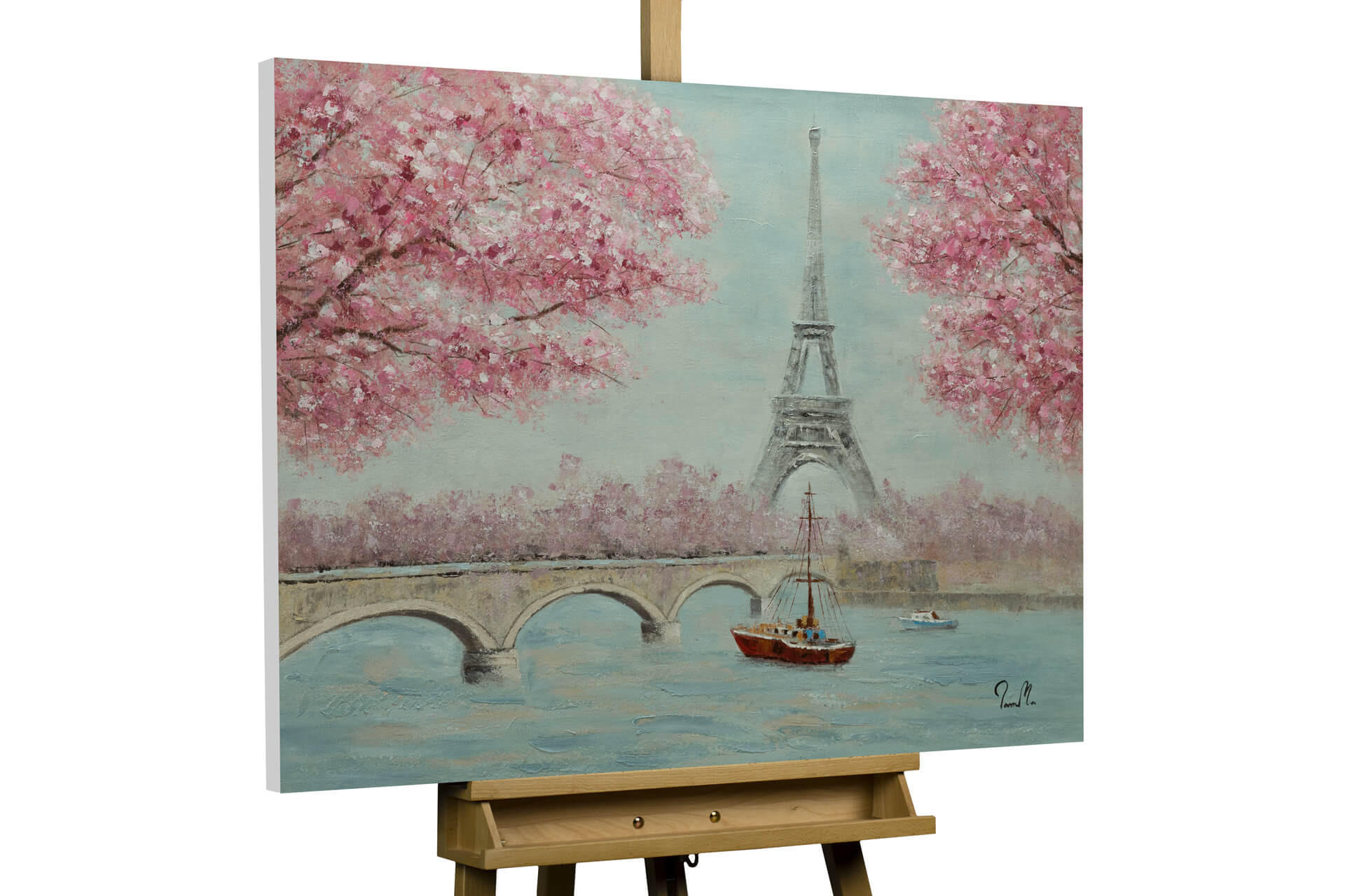 ACRYLBILD HANDGEMALT 100/70 cm - Blau/Pink, Holz/Textil (100/70cm) - KUNSTLOFT