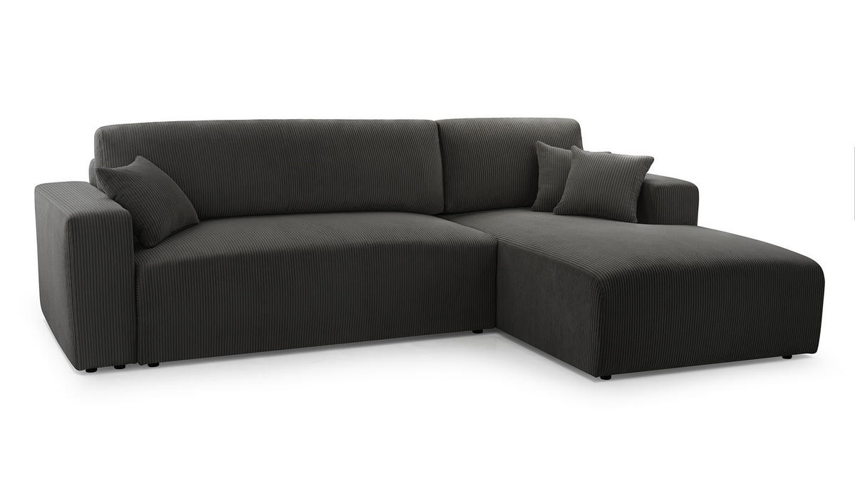 ECKSOFA PULA CORD GRAU - Anthrazit/Schwarz, Kunststoff/Textil (279/187cm) - Luxkor24